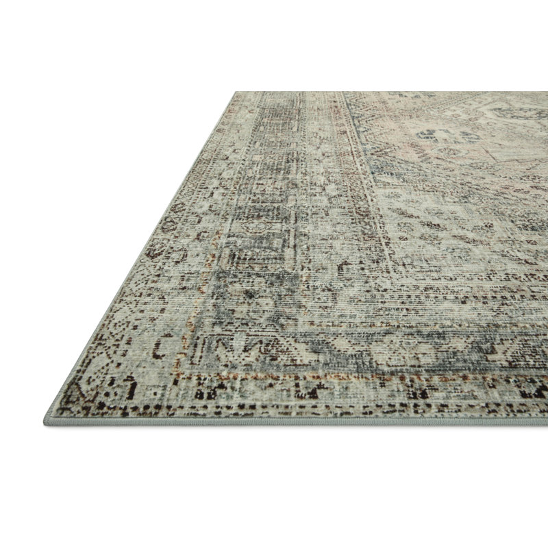 Sinclair Natural and Sage Washable Rectangular Area Rug