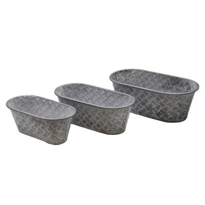 Vintage Oval Metal Basket - Set Of 3