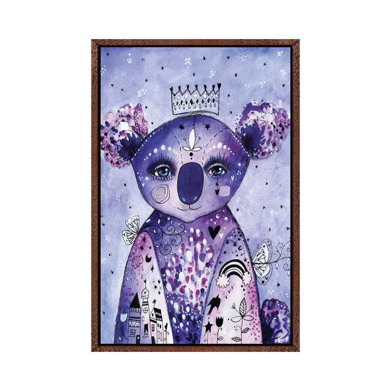 Quirky Koala by Tamara Laporte - Painting on Canvas, Classic Brown Wood Framed, 66.04cm H x 45.72cm W x 3.81cm D