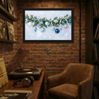 Christmas Christmas Garland Blue Ornaments Snowflake Background
