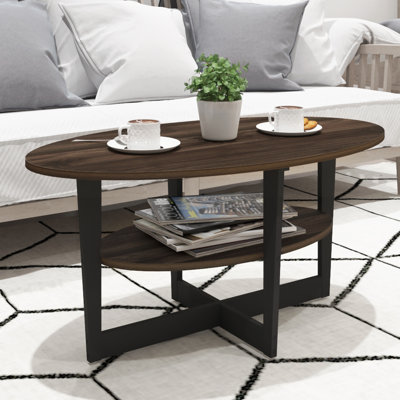 Table basse de style traîneau ovale avec rangement Yalim