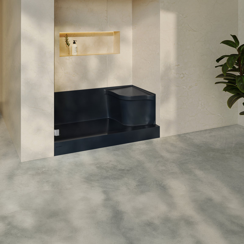 Base de douche 60 po x 32 po en noir mat Aquatique, Left