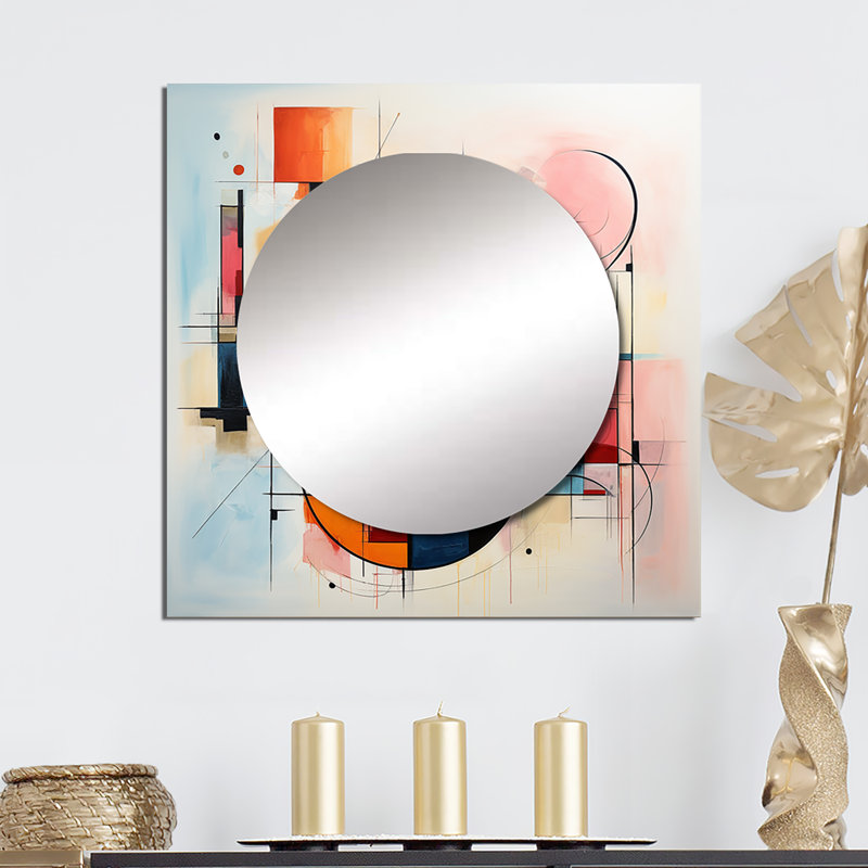Demaurio - Art abstrait miroir mural carré, 36 po x 36 po