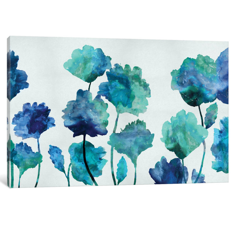 «Aqua Blossom» par Vanessa Austin, reproduction d'art sur toile tendue, H 18 po x l 26 po x P 1,5 po, Toile tendue
