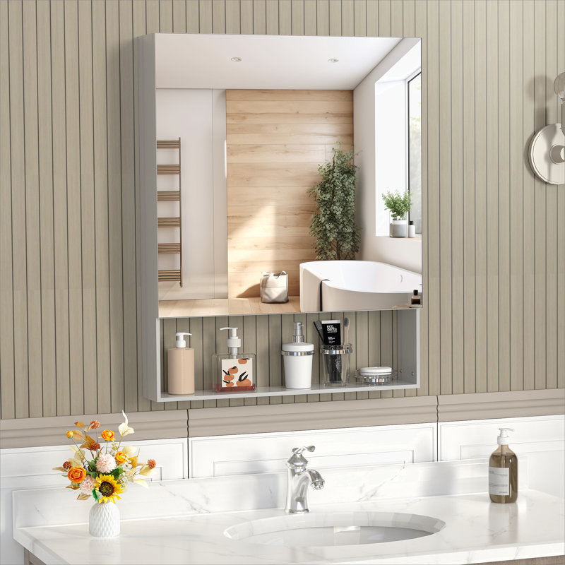 Storage Cabinet With Mirror For Bathroom, Wall Mounted Bathroom Cabinet With Adjustable Shelves