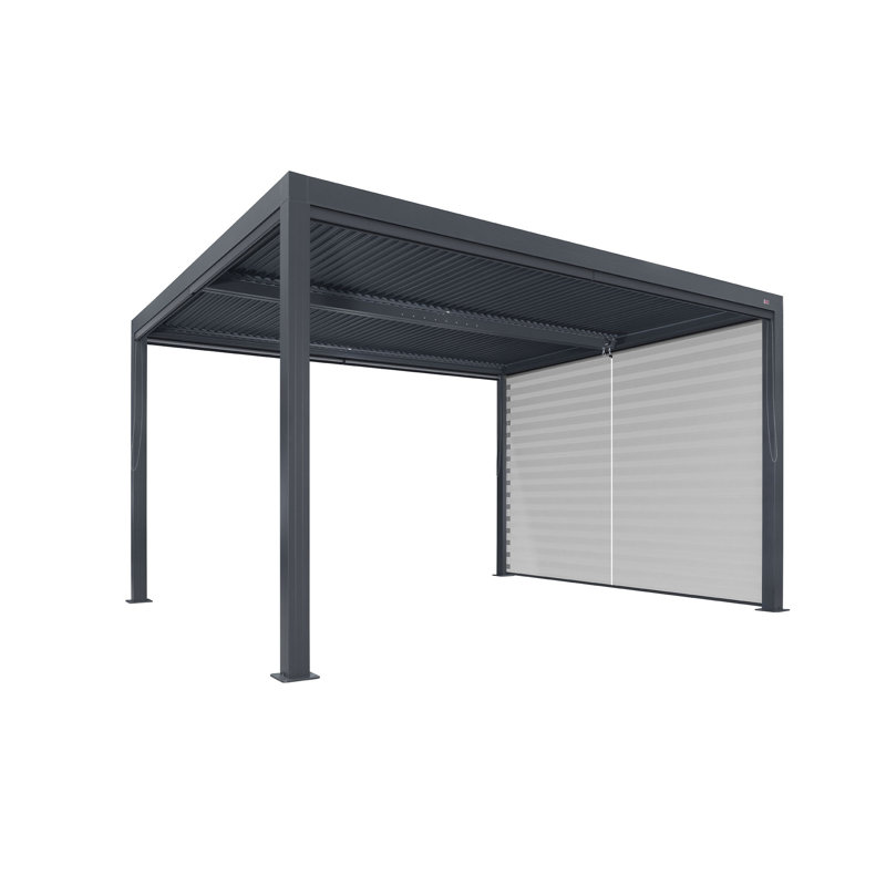 Purple Leaf Louvered Pergola Accessories Pull Down Roller Shade Privacy Shade Sun Side Shade, Gray Frame, Pergola Not Included