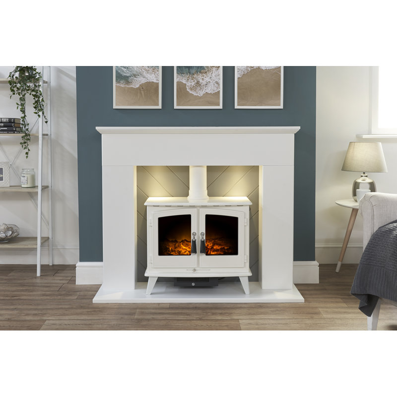 Adam 121cm W White Electric Stove with 6824 BTU