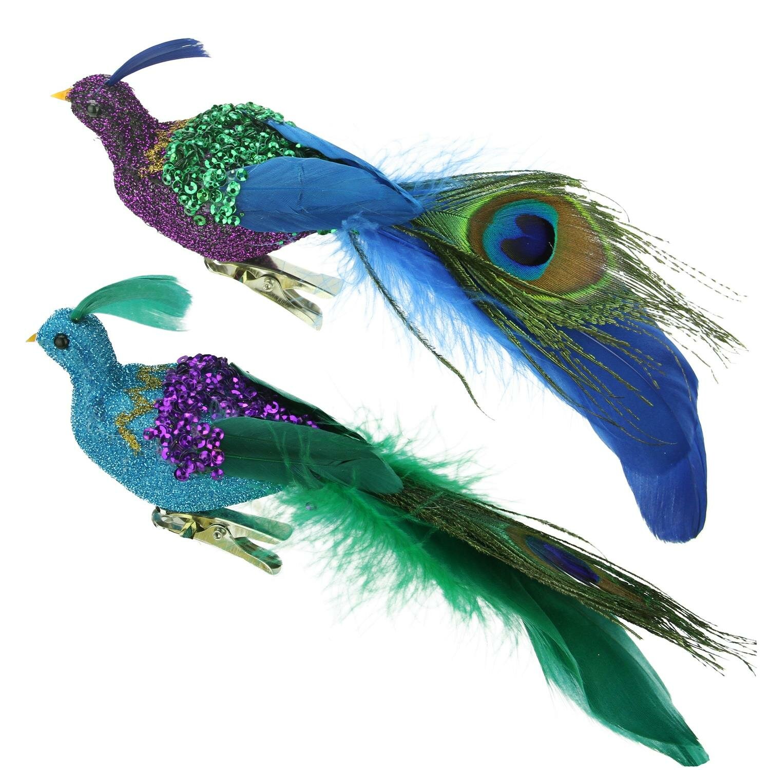 19 Peacock Christmas Ornaments Decorations Artificial Peacock Birds for  Christmas Tree and Garden Decoration 