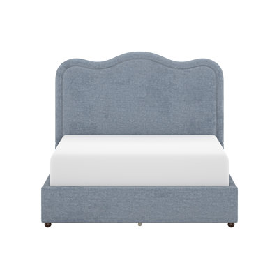 Azu Upholstered Scallop King Platform Bed, Cream