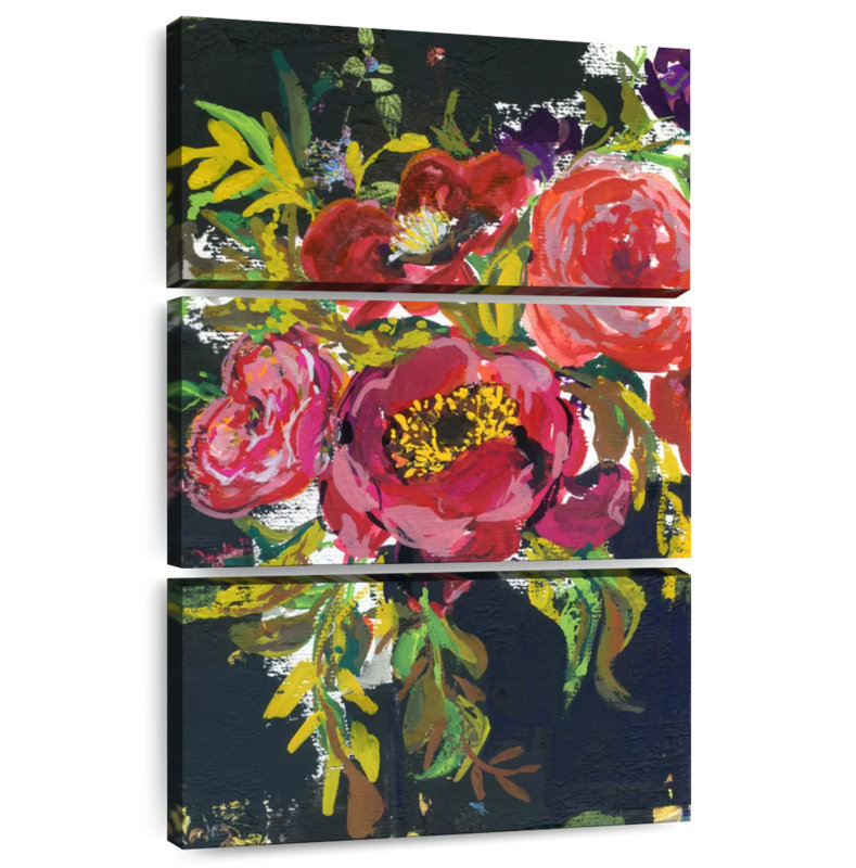 Bouquet abstrait Harnek en noir, H 45 po x l 28 po