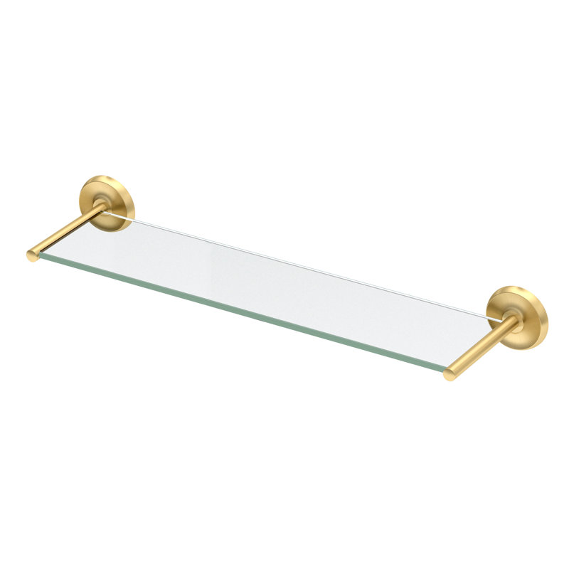Tablette murale en verre trempé L 22,50 po Designer II | Tablette flottante en verre, Laiton brossé