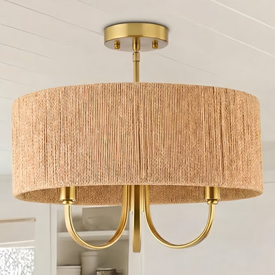 Stephane 3-Light 18" W Drum Semi Flush Mount 