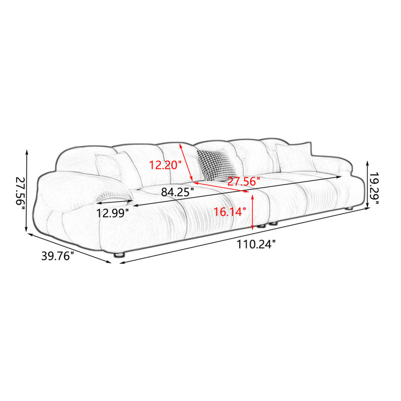 Canapé modulaire gris en polyester, Grey, 27.56" H x 110.24" W x 39.76" D