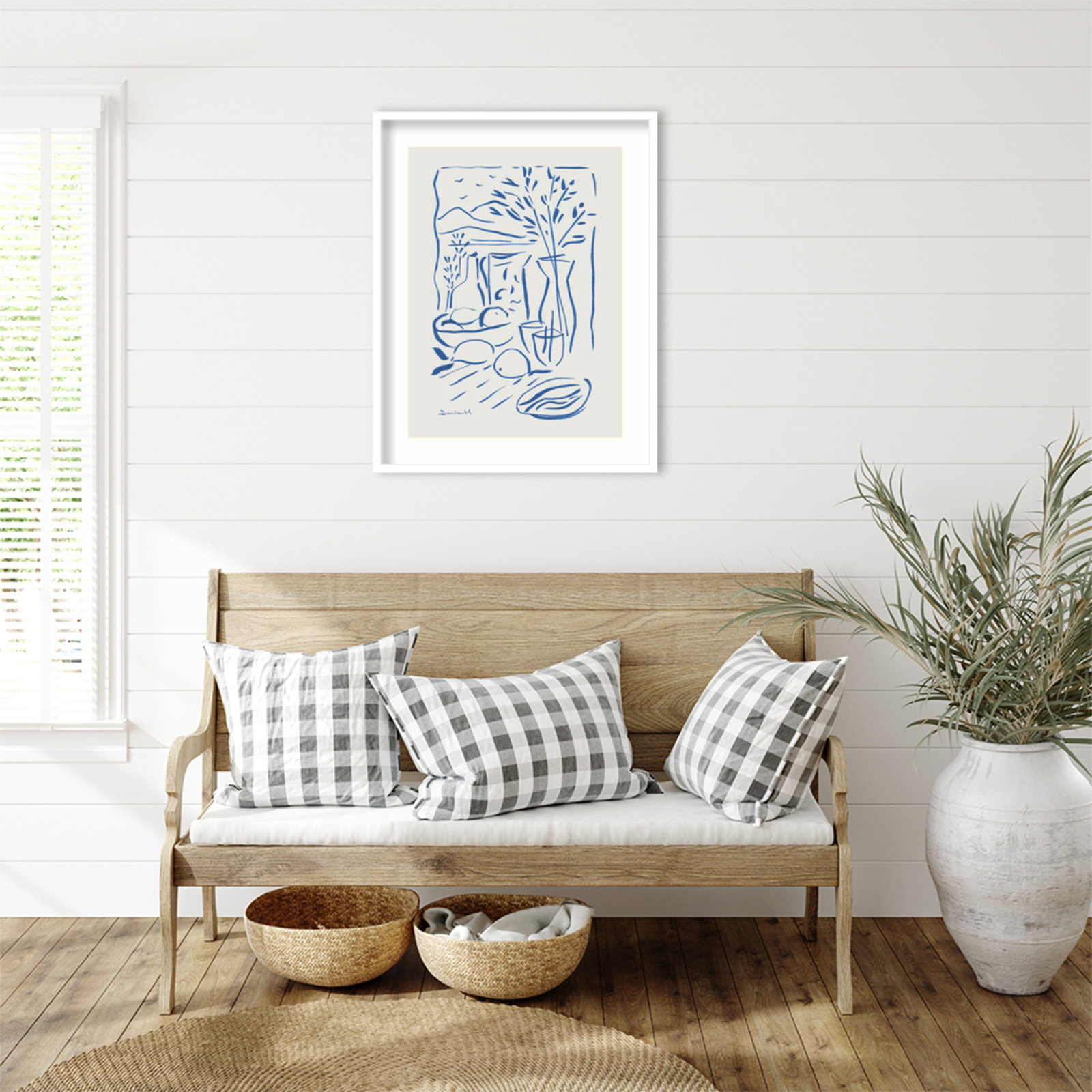 Cleve "Mediterranean View" Print, White Framed, 33" H x 26" W