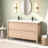 Meuble-lavabo autoportant 60 po avec lavabo, robinet et drain 60 po Modern Farmhouse