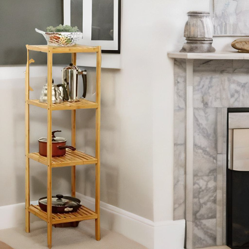 Ahsen 110cm H x 36cm W Bamboo / Rattan Etagere Bookcase