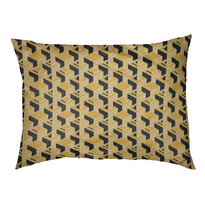 Coussin pour chien intérieur à motif skyscrapers Chen, Petit (l 28 po x P 6 po x H 18 po), Jaune / Noir