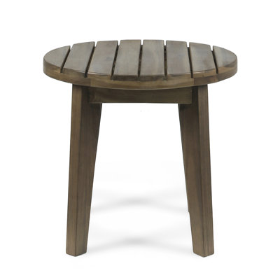 Outdoor 16" Acacia Wood Side Table, Gray Finish