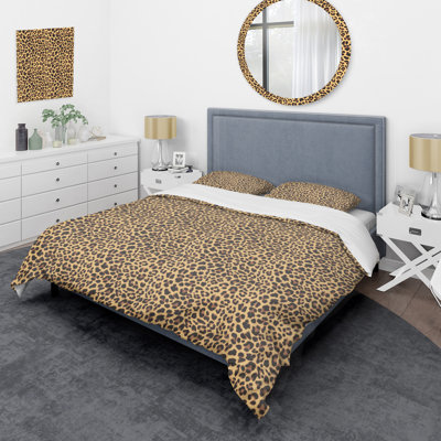 Yellow And Black Leopard Pattern III Polyester Animal Print Duvet Cover