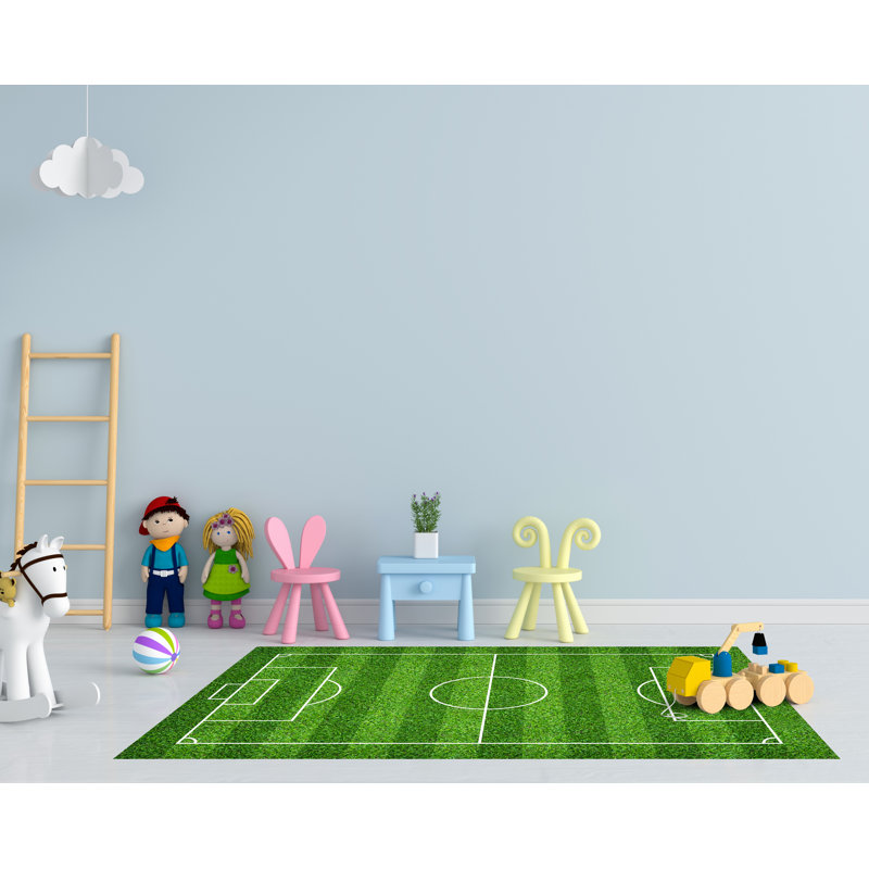 Vinyl Machine Printed Area Rug, Rectangle 4'4.4" x 6'6.7"