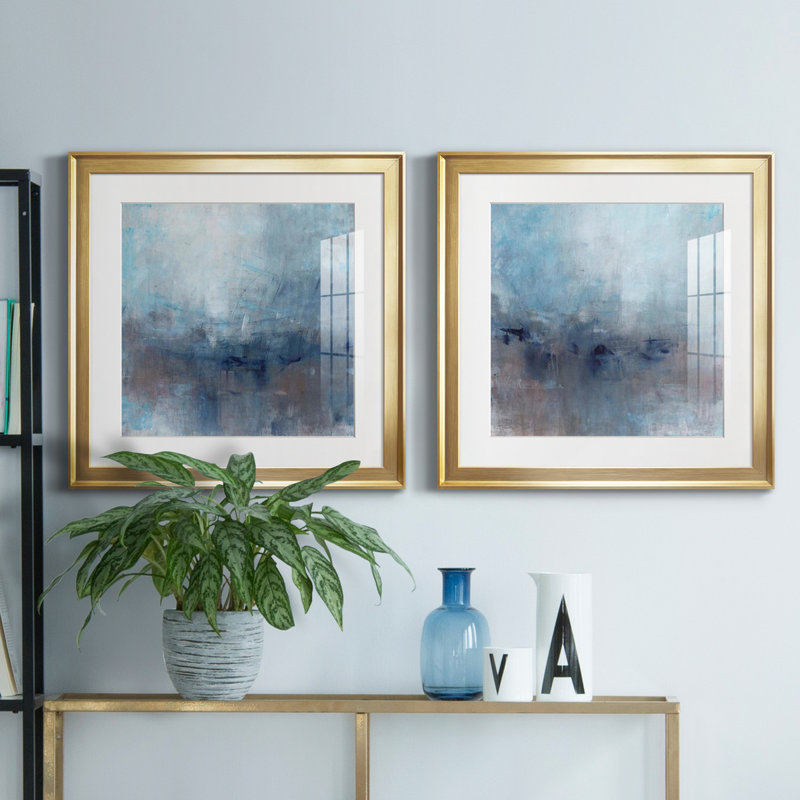 Kinetic Abstract I - Kinetic Abstract I - Ensemble de 2 reproductions d'art encadrées, H 17,5 po x l 35 po x P 1,5 po, Blanc
