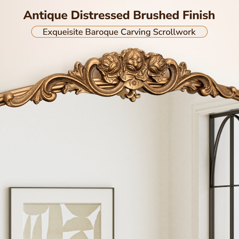 Stourbirdge Vintage Round Wall Accent Mirror with 1.2" Iron Frame, Antique Gold, 30" x 30"