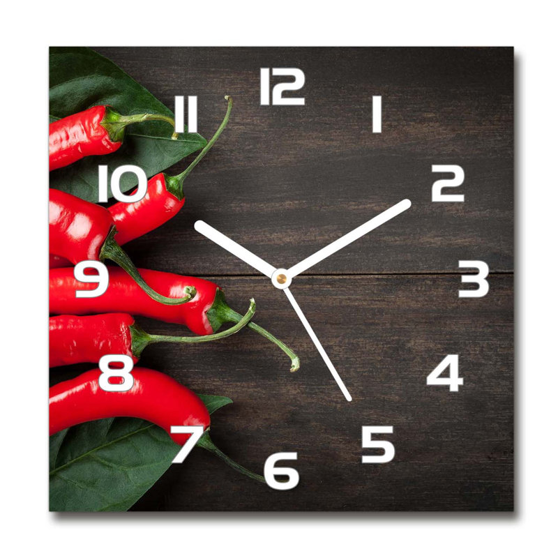 Glass Wall Clock, Brown/Red/White
