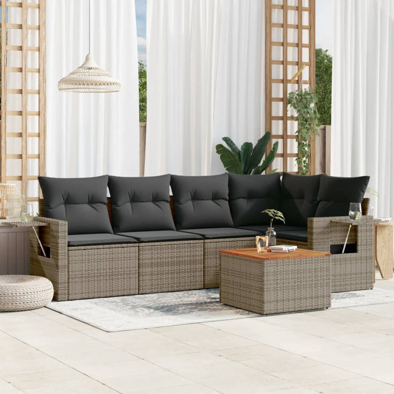 Ensemble de canapé de patio avec coussins 6 pièces Vidaxl