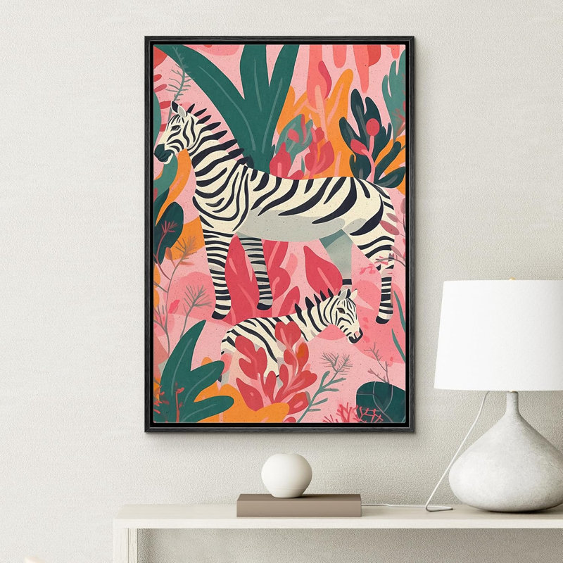 Animaux lumineux de style BCBG safari zèbre, jungle tropicale, animaux de la chambre, style bohème moderne, Noir