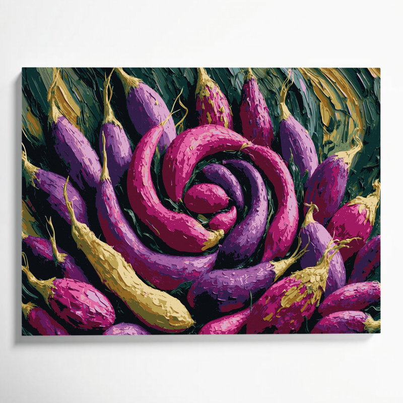 Légumes, art mural sur toile mauve Oca, H 20 po x l 24 po