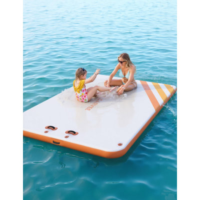6 x 5 ft Inflatable Floating Dock Air Dock Platform Non-Slip Surface Thick Lake Floats with Portable Carrying Bag, Air Pump for Lakes, Pool, Beach, Ocean