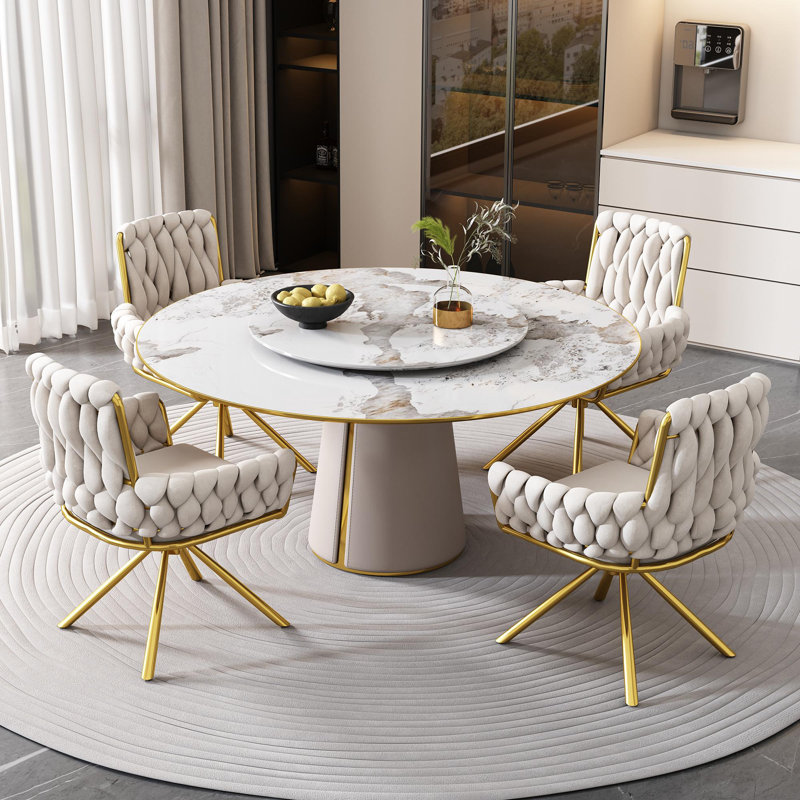 Avakate 46cm H Velvet Upholstered Metal Armchair, Beige, 4