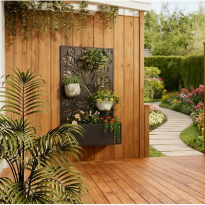Freestanding Or Wall Mounted Flower Bed,Metal Garden Bed With Trellis For Climbing Plants,For Garden, Patio, Balcony