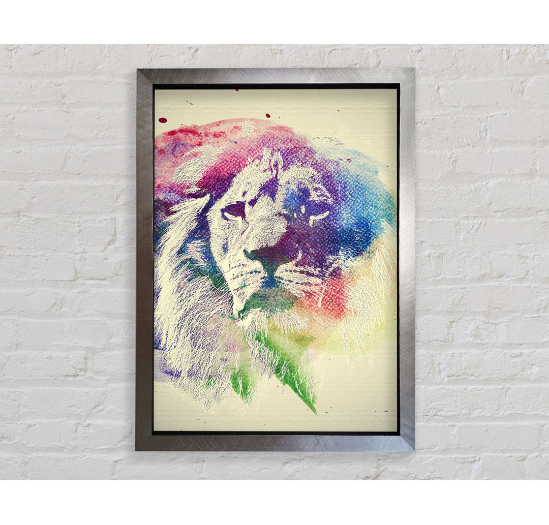 Ansis Rainbow Lion Gerahmter Druck Wandkunst