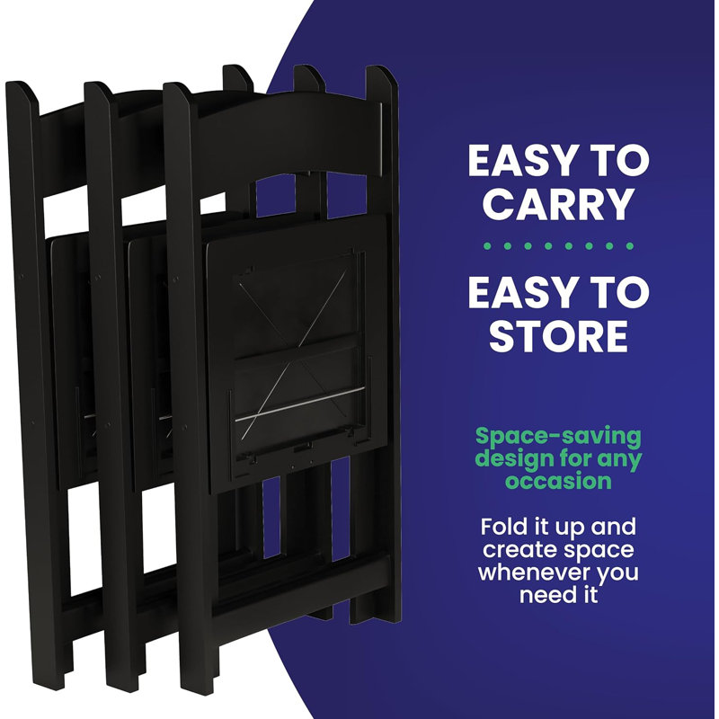 Black Resin Armless Stackable Folding Chairs with Cushions