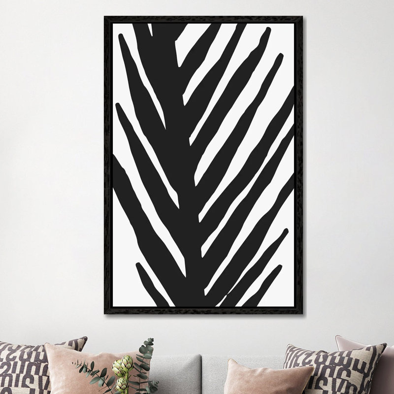 Abstract Minimal Palm by Modern Tropical - Print on Canvas, Black Framed, 66.04 cm H x 45.72 cm W