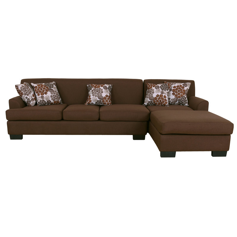 Geissler Upholstered L-Shaped Sectional Reversible, Brown