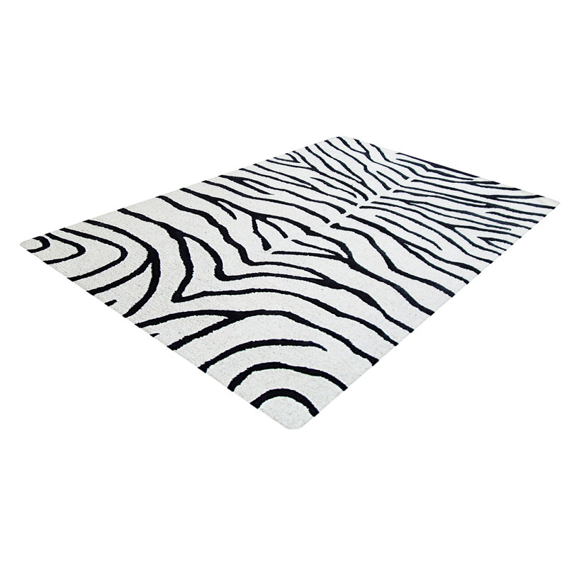 Zebra Animal Print Viscose Hand Woven Area Rug, Rectangle 153 x 244cm