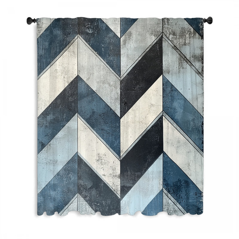 Rideaux à chevrons, occultant et voilage - 1 panneau, L 50 po x L 84 po