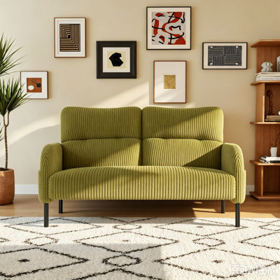 47.24" Corduroy Upholstered Loveseat Sofa with Built-In Side Storage Pockets