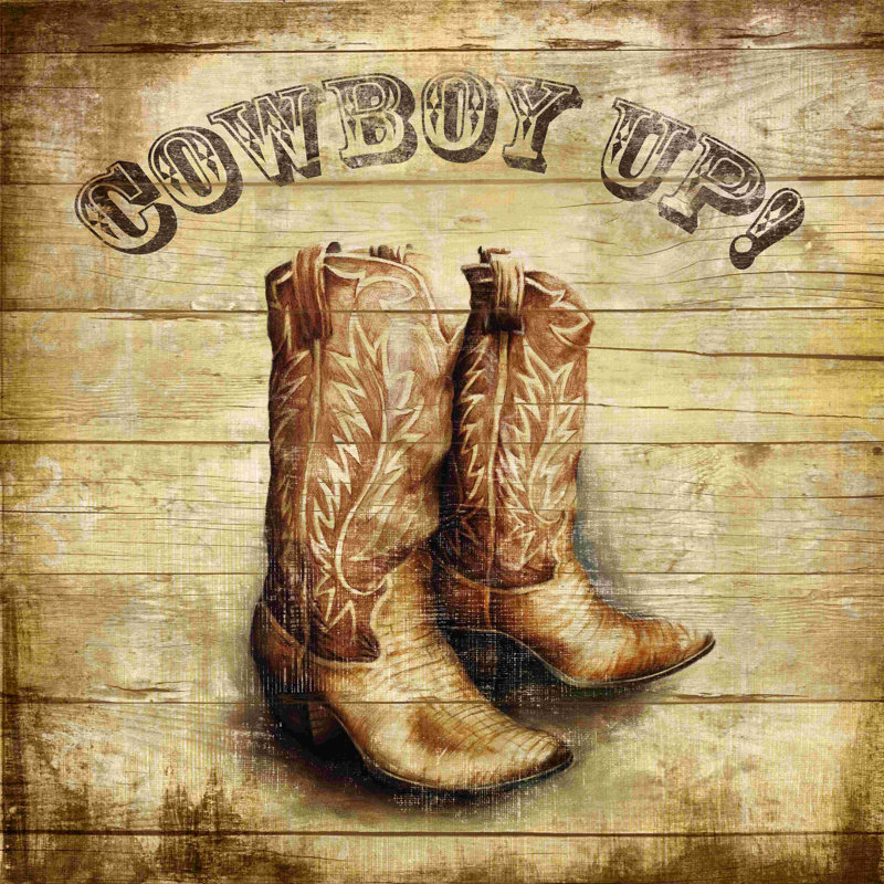 Cowboy Up - impression sur toile tendue, H 12 po x l 12 po