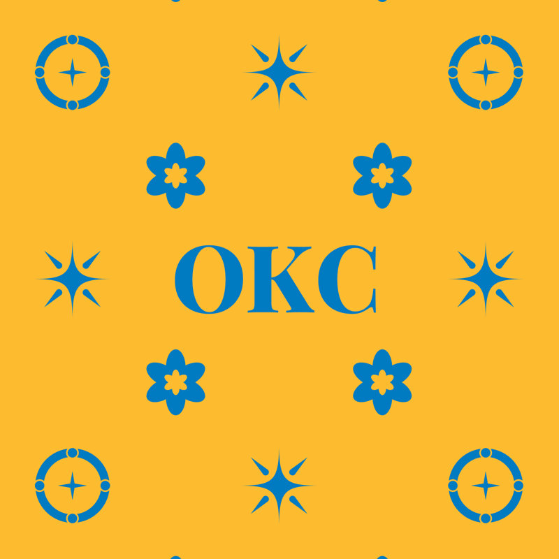 Oreiller Oklahoma City, Oklahoma City - bleu / jaune / bleu, H 26 po x l 26 po