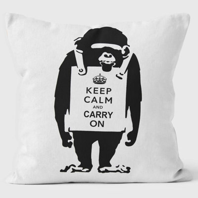 Keep Calm Chimp Banksy Inspired Graffiti Cushion