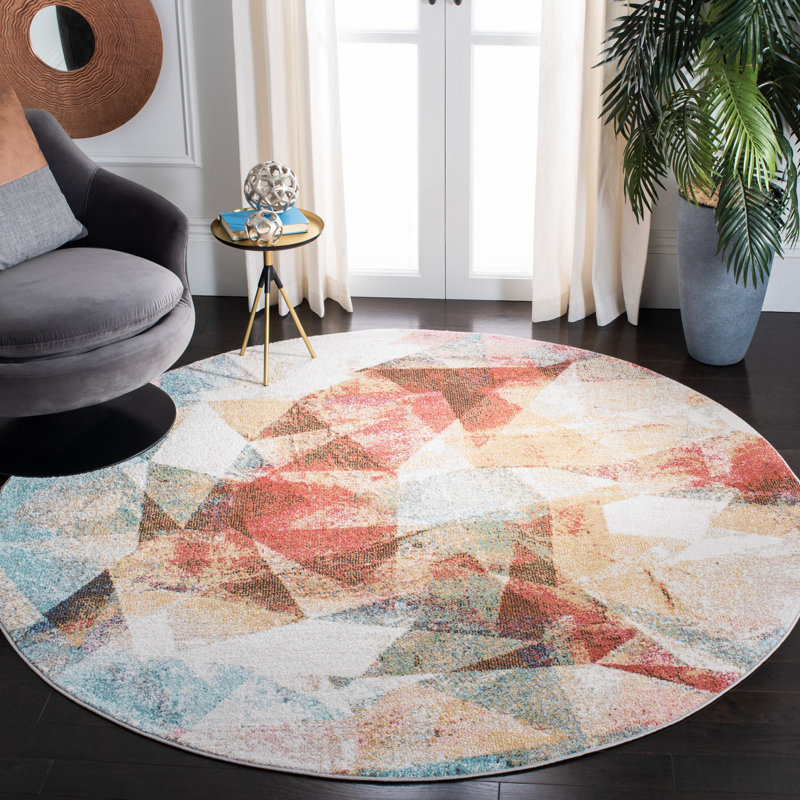 Zahra Performance Geometric Rug, Round 6'7"