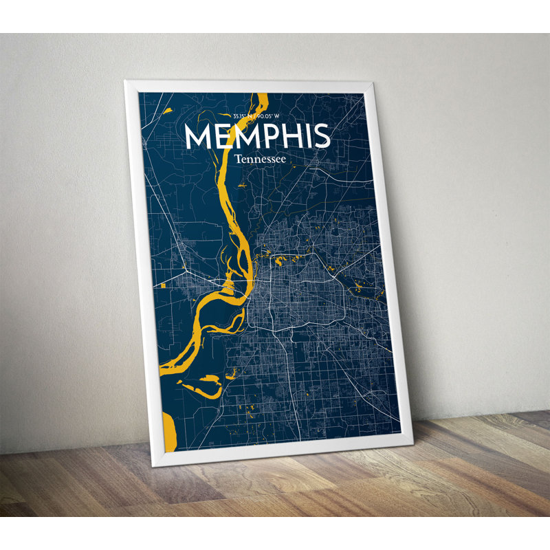 Memphis City Map - No Frame Print, 43.2cm H x 27.9cm W x 0.13cm D