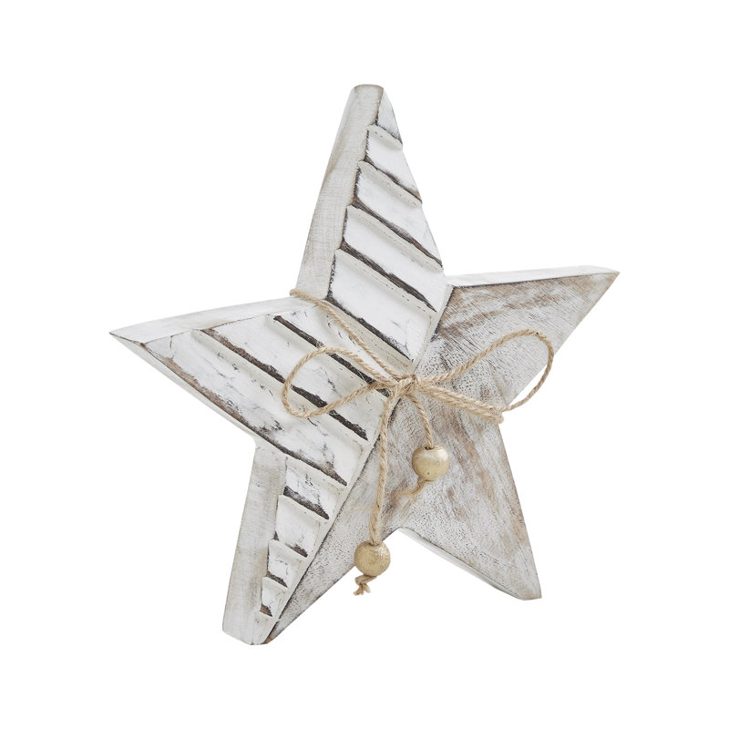 Étoile de bois blanche patinée Winter Wonderland, H 8 po x l 8 po x P 1 po