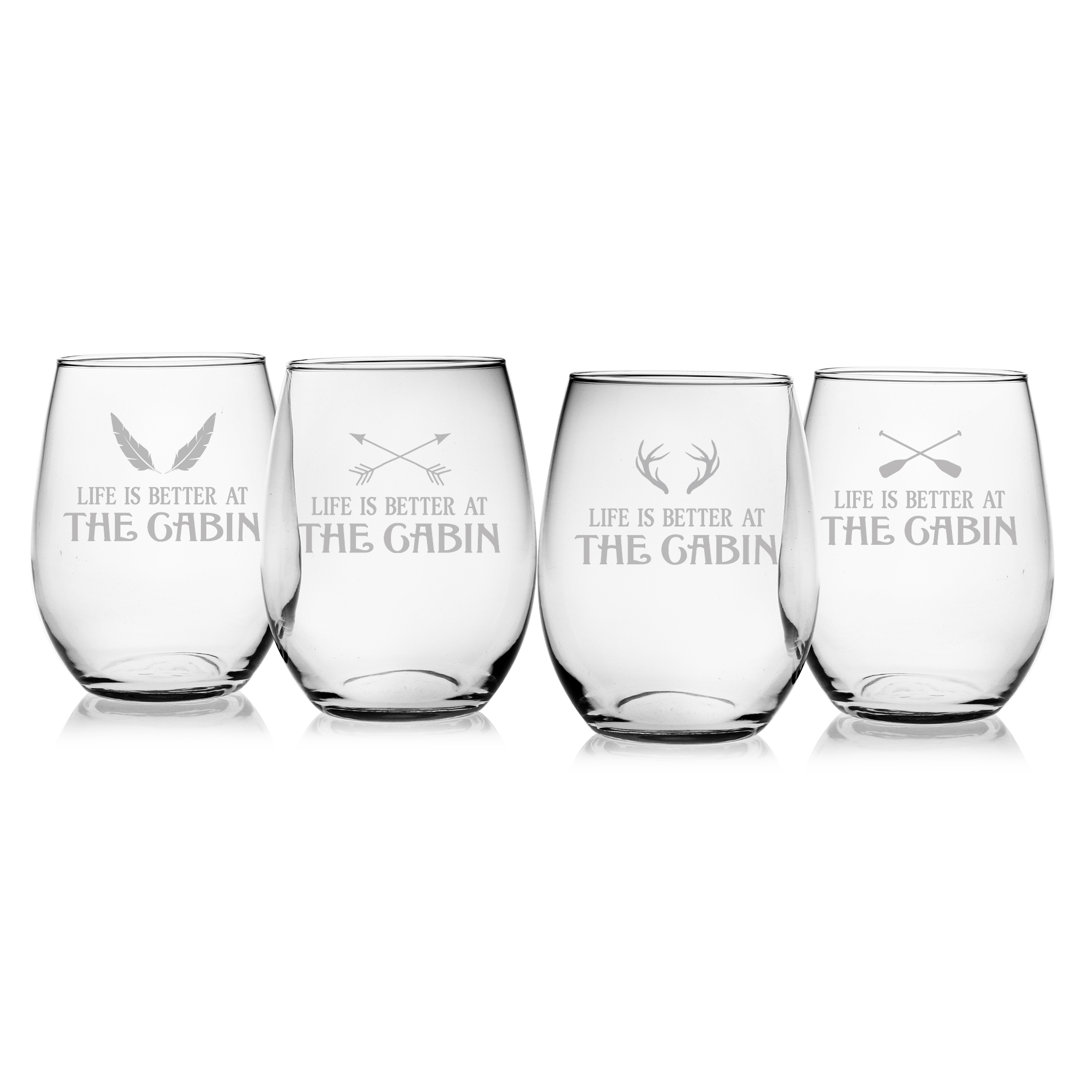 Fort Calhoun 21oz. Wine Glass Set (Set of 4) Millwood Pines