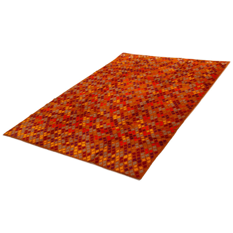 Tapis orange brûlé Akhjah 6 pi 9 po x 9 pi 9 po