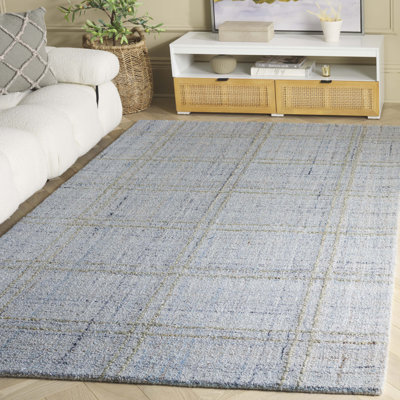 Tapis abstrait 155 en bleu / gris