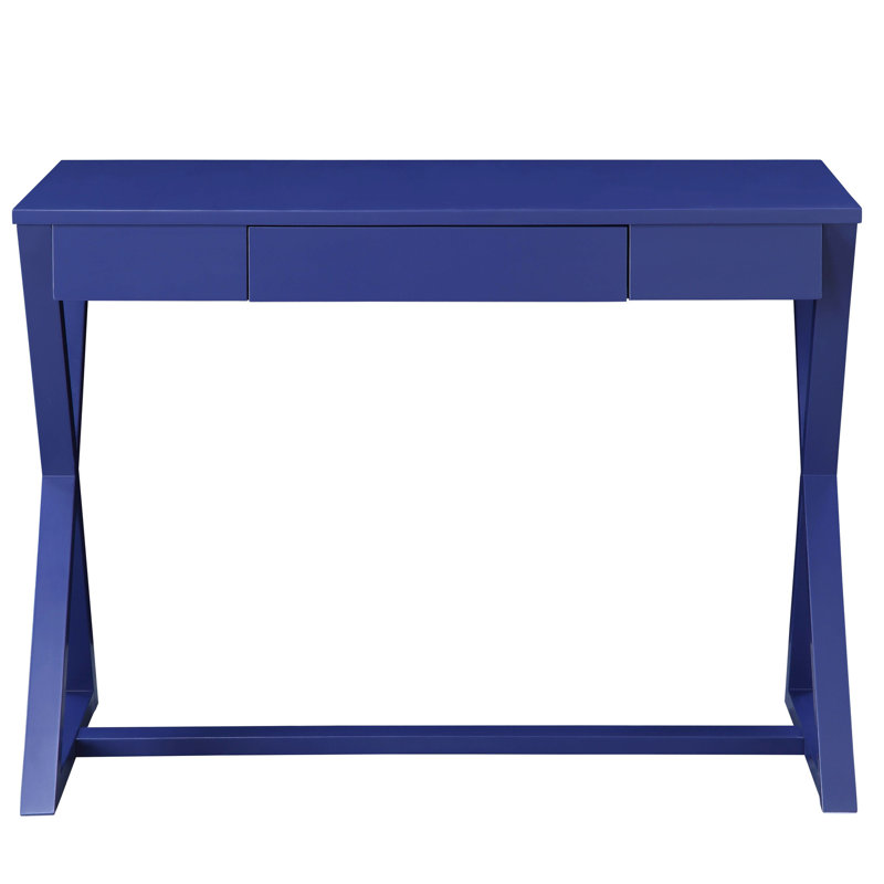 Élégant bureau bleu avec plateau spacieux et plateau en X